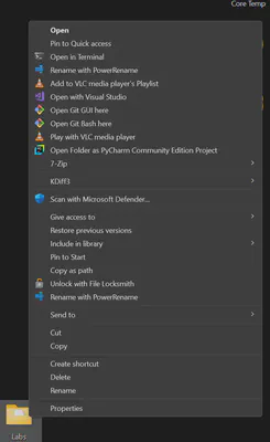 VS Code context menu missing