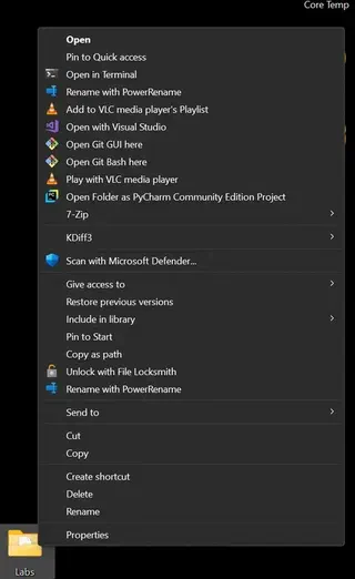 VS Code context menu missing