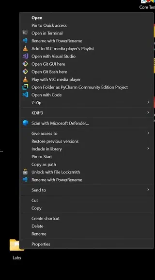 VS Code context menu is back