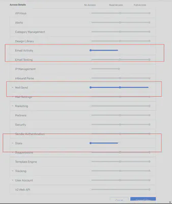SendGrid API Setting for send email and read quota info