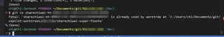 branch already used by worktree